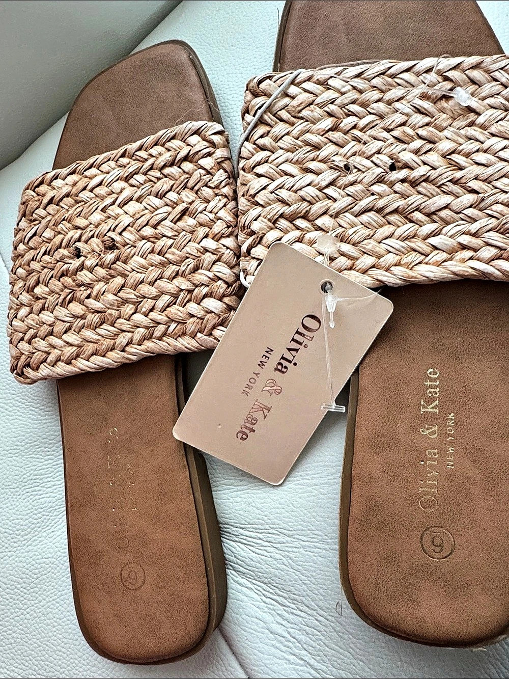 Olivia & Kate Zoey Slide Sandal Woven Brown US 6 NWT